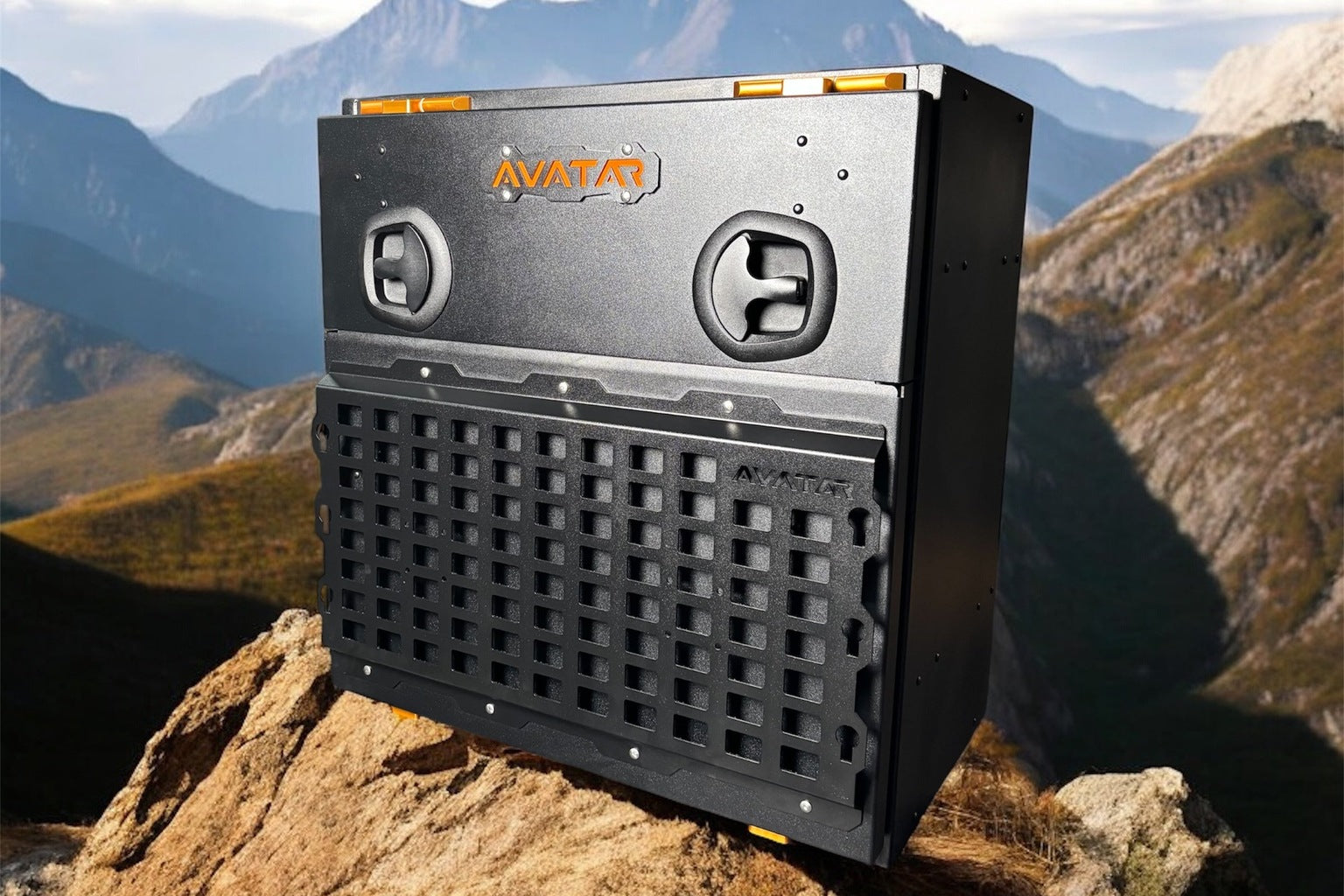 A universal fit lockable aluminium case secured in a van