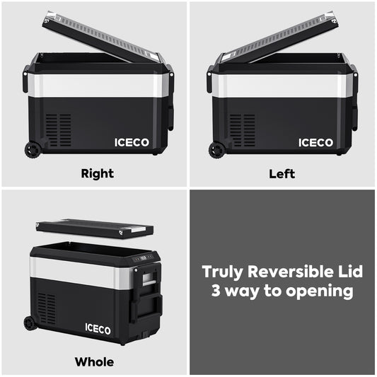 Wider view of the ICECO JP40 Pro Dual Zone Wheeled Fridge Freezer, a 12 volt compressor fridge for overland travel