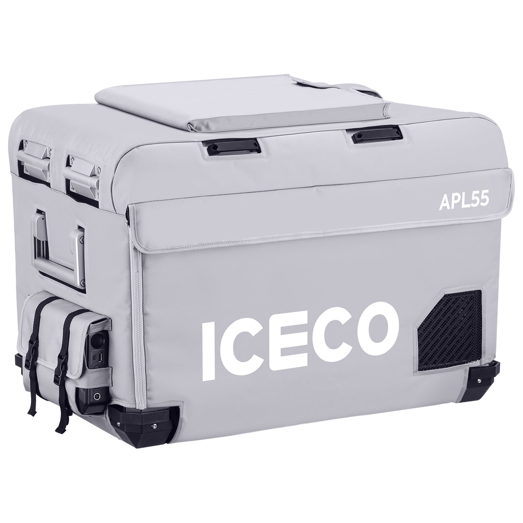 Additional view of the ICECO Insulated Cover for APL55 Fridge, a quilted insulated cover for the portable fridge