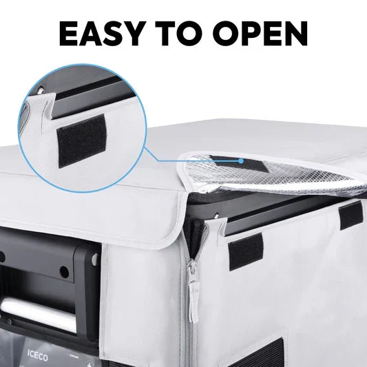 Alternate view of the ICECO Insulated Cover for VL45ProS Fridge, a quilted insulated cover for the portable fridge