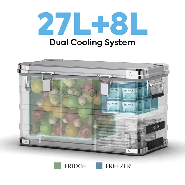 Additional view of the ICECO APL35 Dual Zone Aluminum 12 Volt Fridge, a 12 volt compressor fridge for overland travel