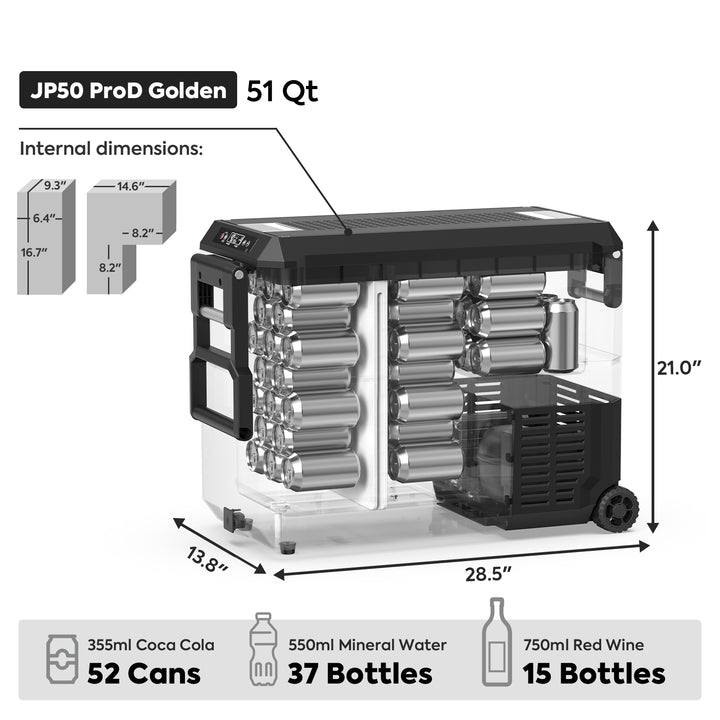 Additional view of the ICECO JP50 Pro Dual Zone Wheeled Fridge with Cover, a quilted insulated cover for the portable fridge
