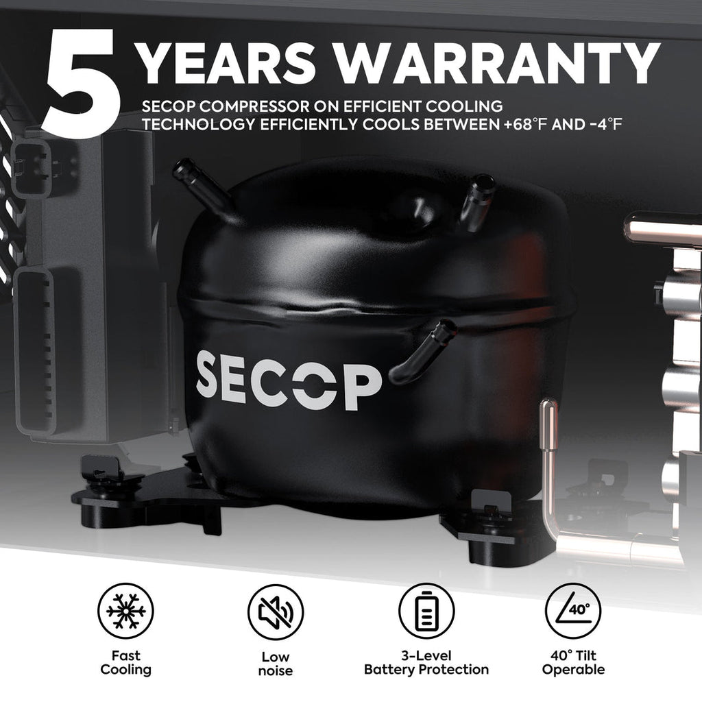 Studio view of the ICECO APL55 Dual Zone 12 Volt Fridge, a 12 volt compressor fridge for overland travel