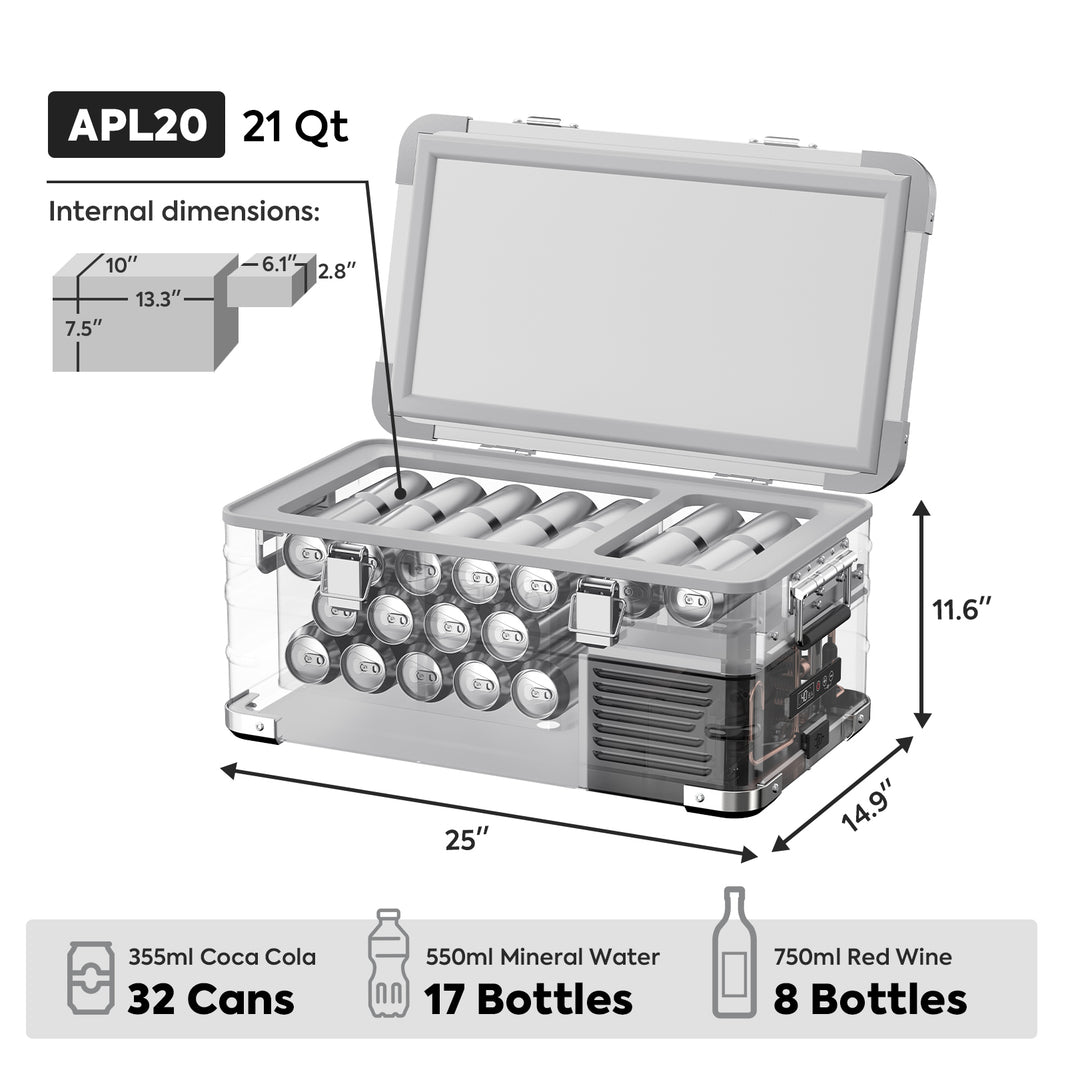 Further view of the ICECO APL20 Single Zone Aluminum Freezer, a 12 volt compressor fridge for overland travel