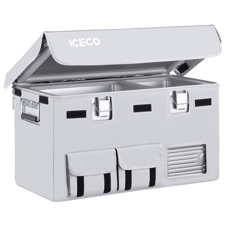 Alternate view of the ICECO Insulated Cover for APL35 Fridge, a quilted insulated cover for the portable fridge