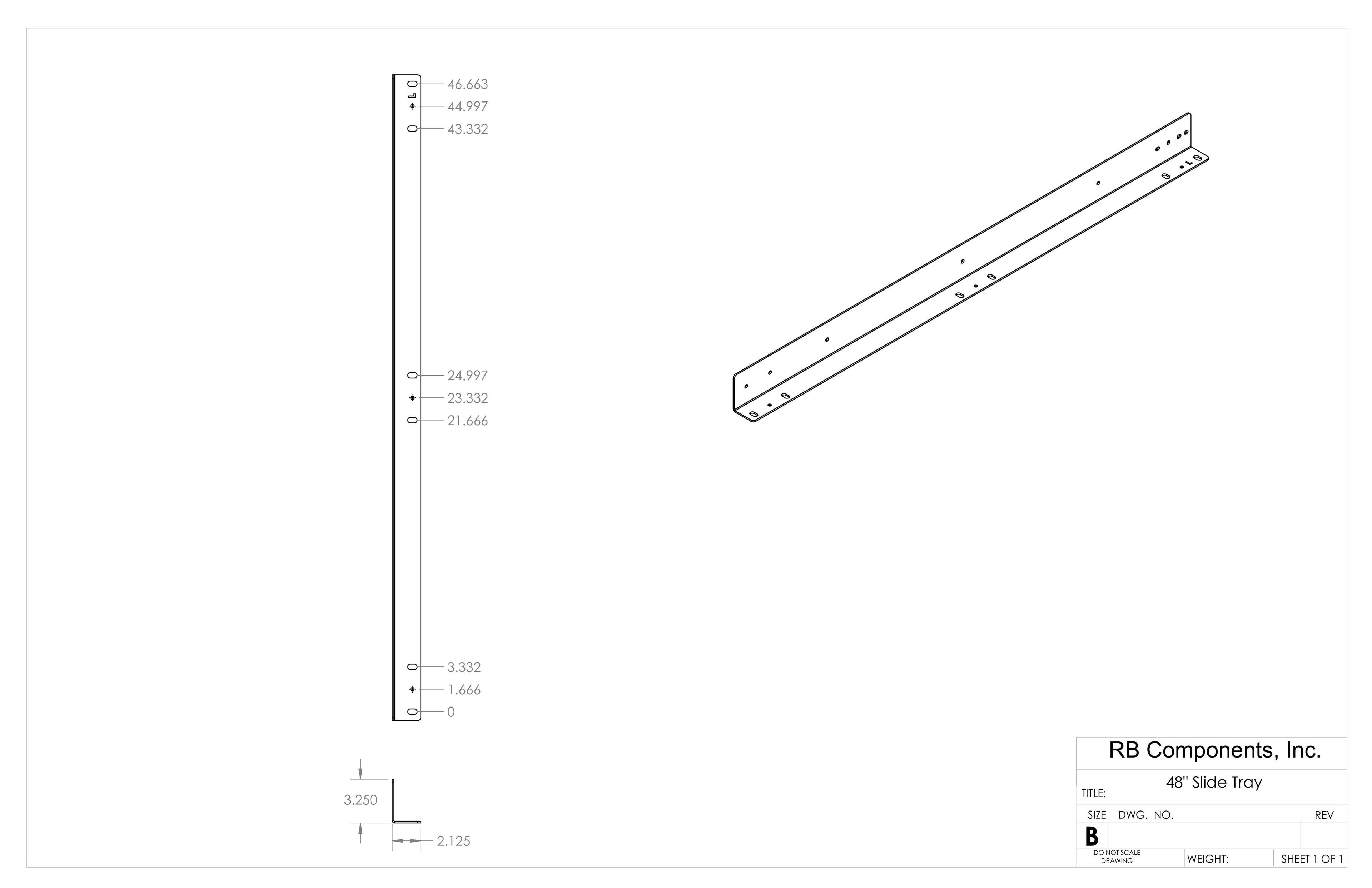Mounting detail for the RB Components 48 Inch DIY Slide Tray Kit, a full extension slide tray for van cargo