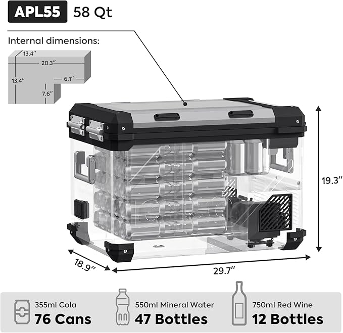 Alternate view of the ICECO APL55 Dual Zone 12 Volt Fridge, a 12 volt compressor fridge for overland travel
