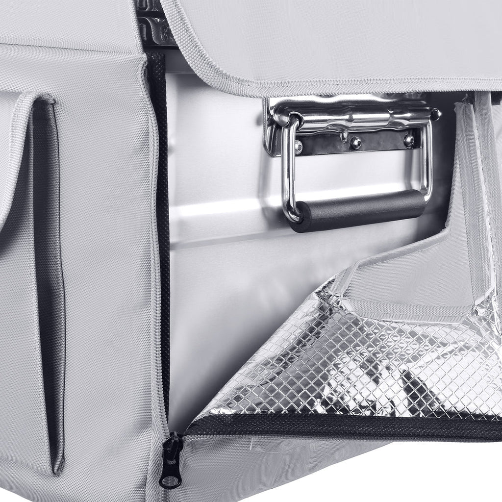 Further view of the ICECO Insulated Cover for APL20 Fridge, a quilted insulated cover for the portable fridge