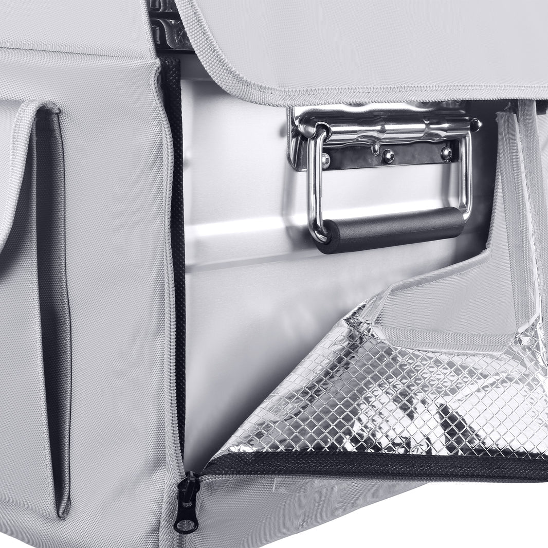 Further view of the ICECO Insulated Cover for APL20 Fridge, a quilted insulated cover for the portable fridge