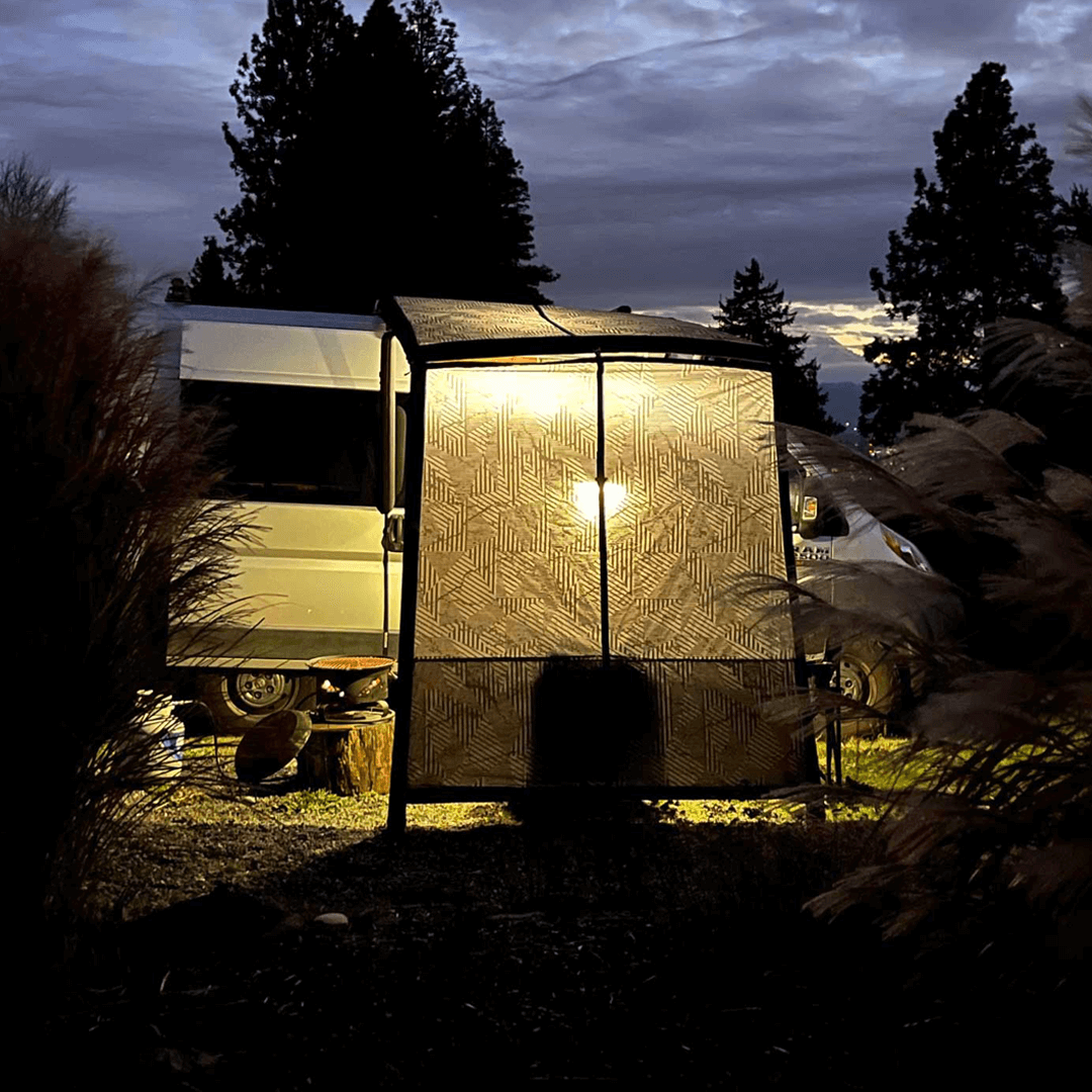 Extra view of the DAYLODGE AirHaven 40 Annex Wall Kit, part of a vehicle based camp and travel setup
