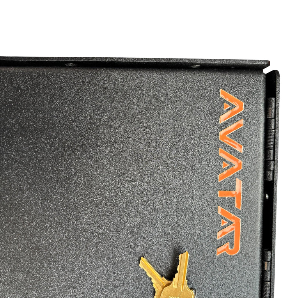 Installed view of the Avatar Offroad Ekko Under Bed Locking Storage Door, fitted to an overland van build