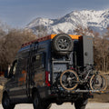 Alternate view of the Avatar Offroad Massif Van Rear Door Storage System, fitted to an overland van build