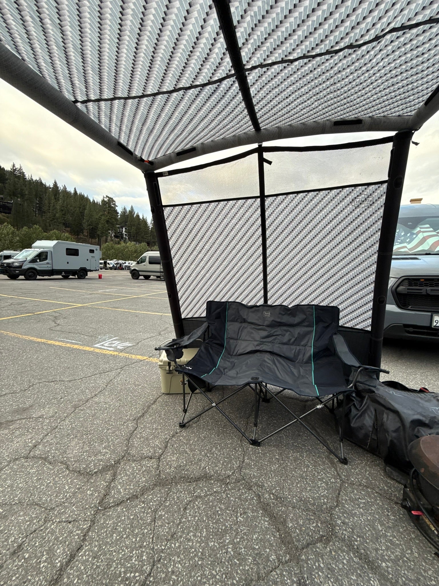 Additional view of the DAYLODGE AirHaven 40 Annex Wall Kit, part of a vehicle based camp and travel setup
