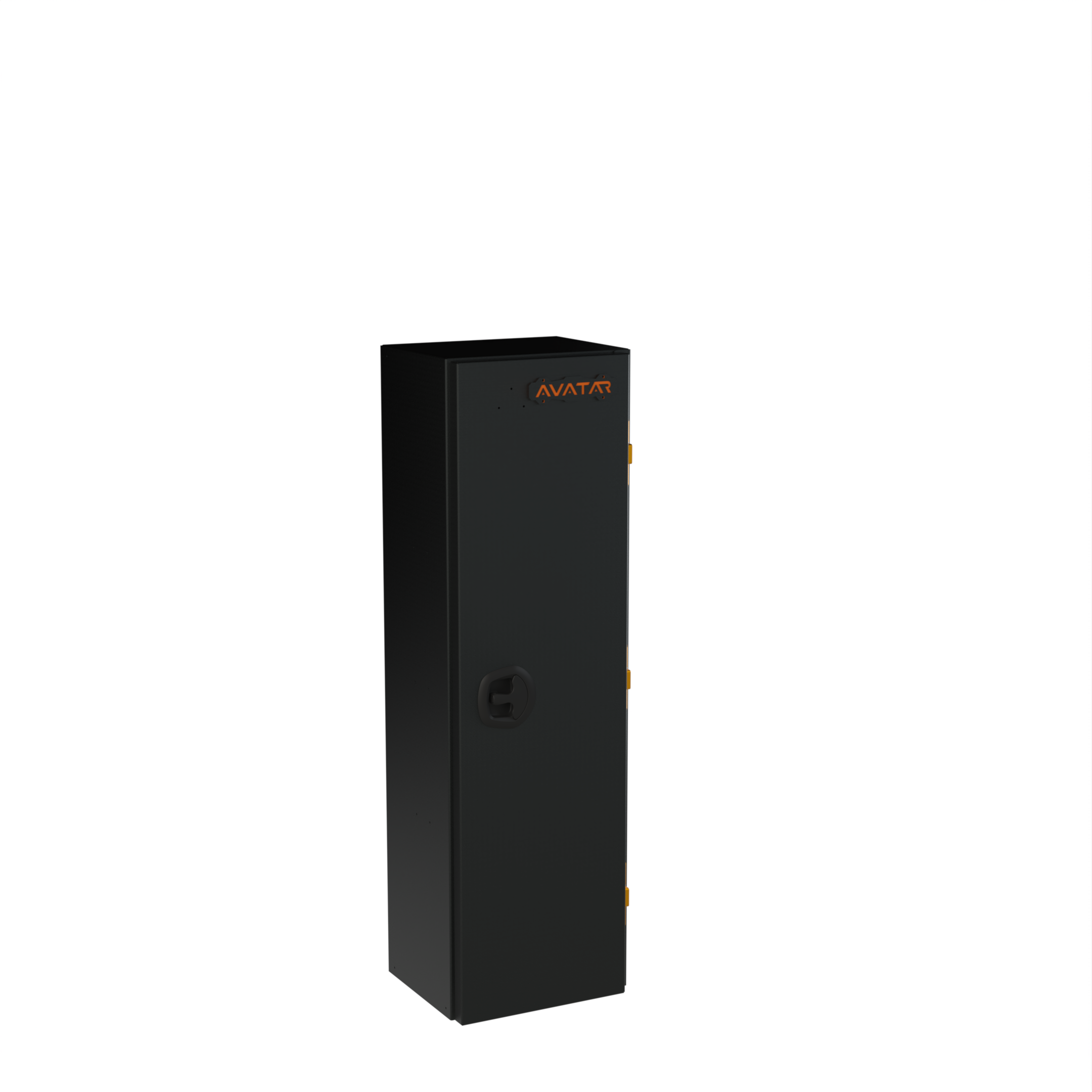 Avatar Offroad Centi wide van storage box shown closed, a long matte black aluminium rear door case