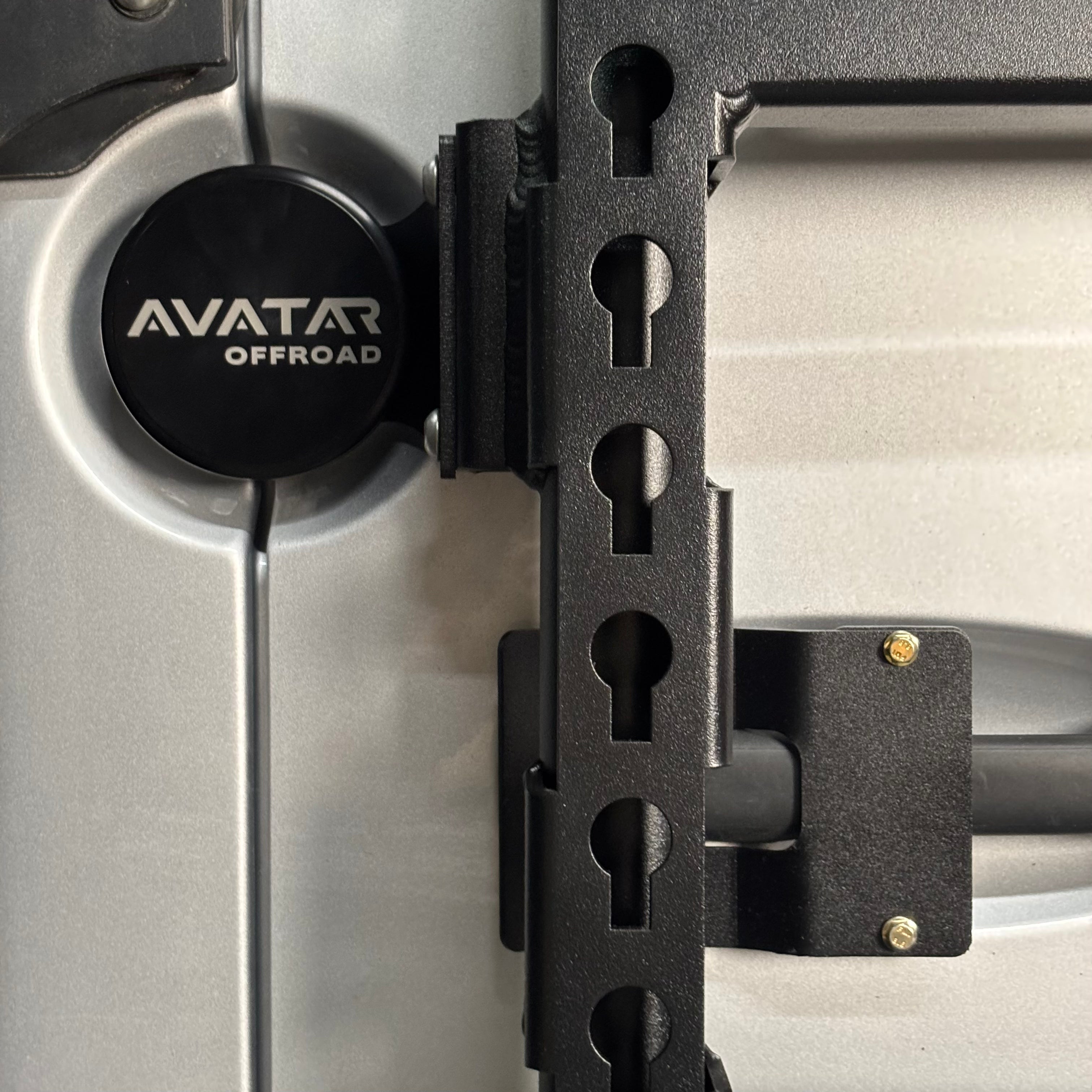 Handle detail of the Avatar Offroad Door Handle Extension for Sprinter, fitted to an overland van build