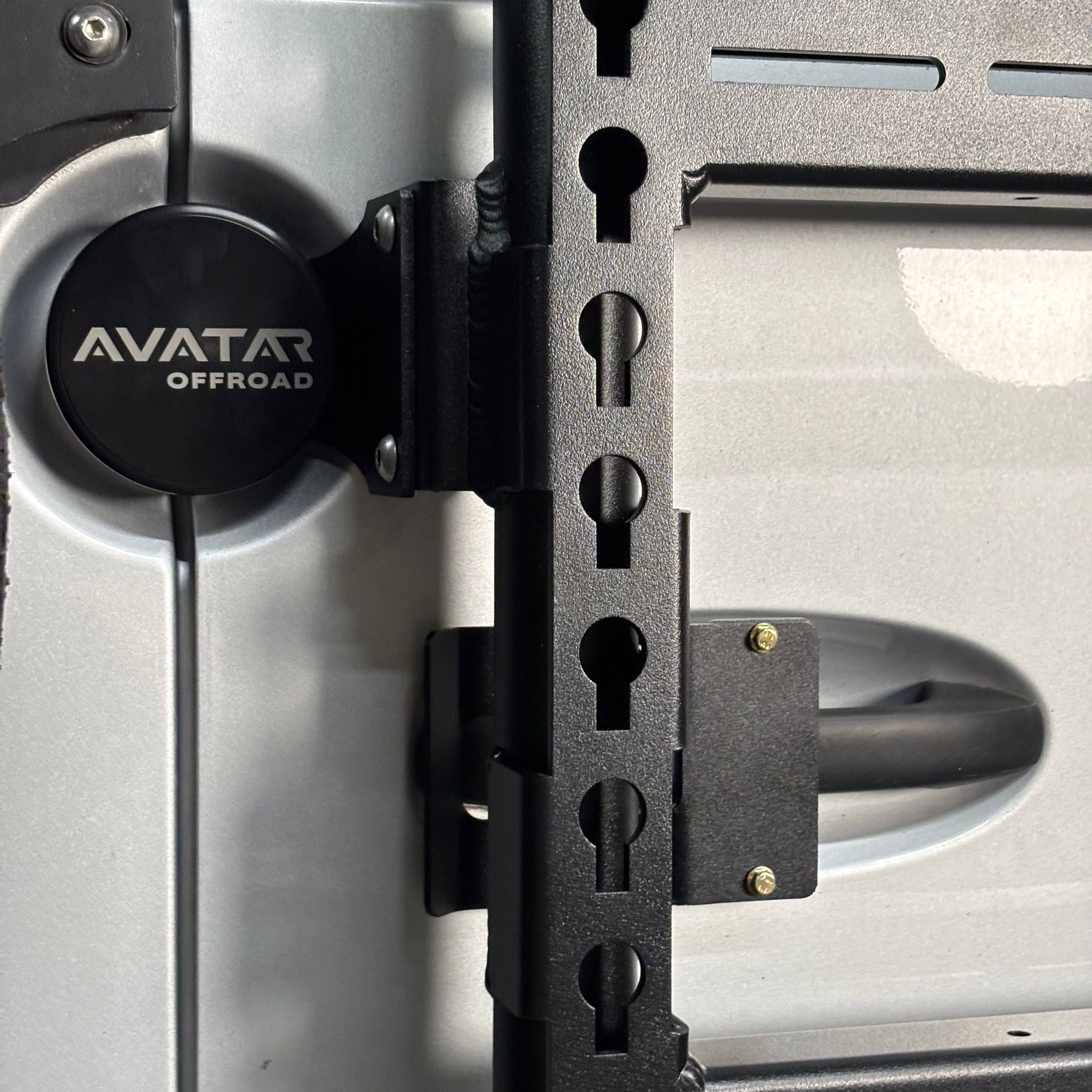 Wider view of the Avatar Offroad Door Handle Extension for Sprinter, fitted to an overland van build