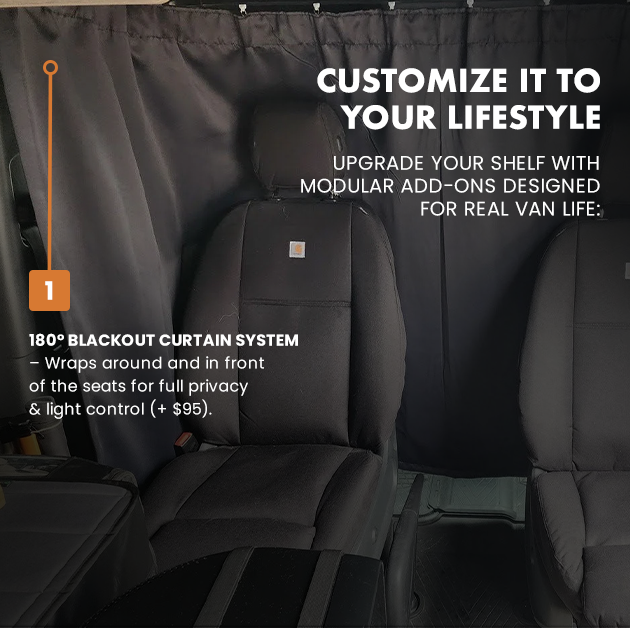 SPRINTER HEADLINER SHELF INCLUDES CURTAIN ROD AND LINER 2019+