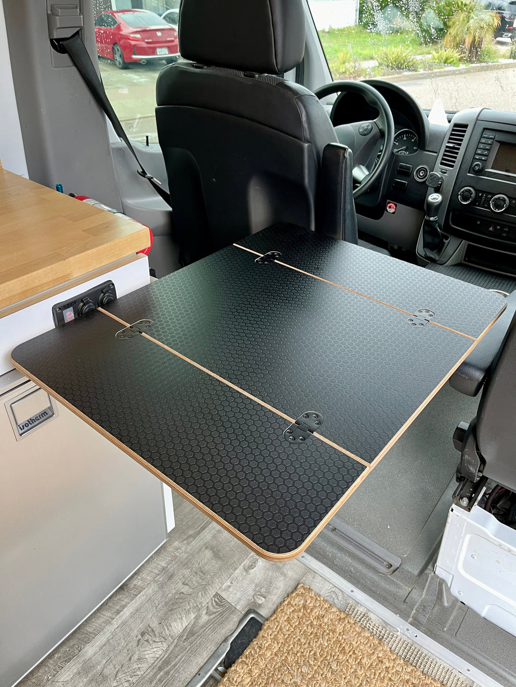 Folding Black Hex Lagun Table 1/2" Thick For Camper Vans and RVs