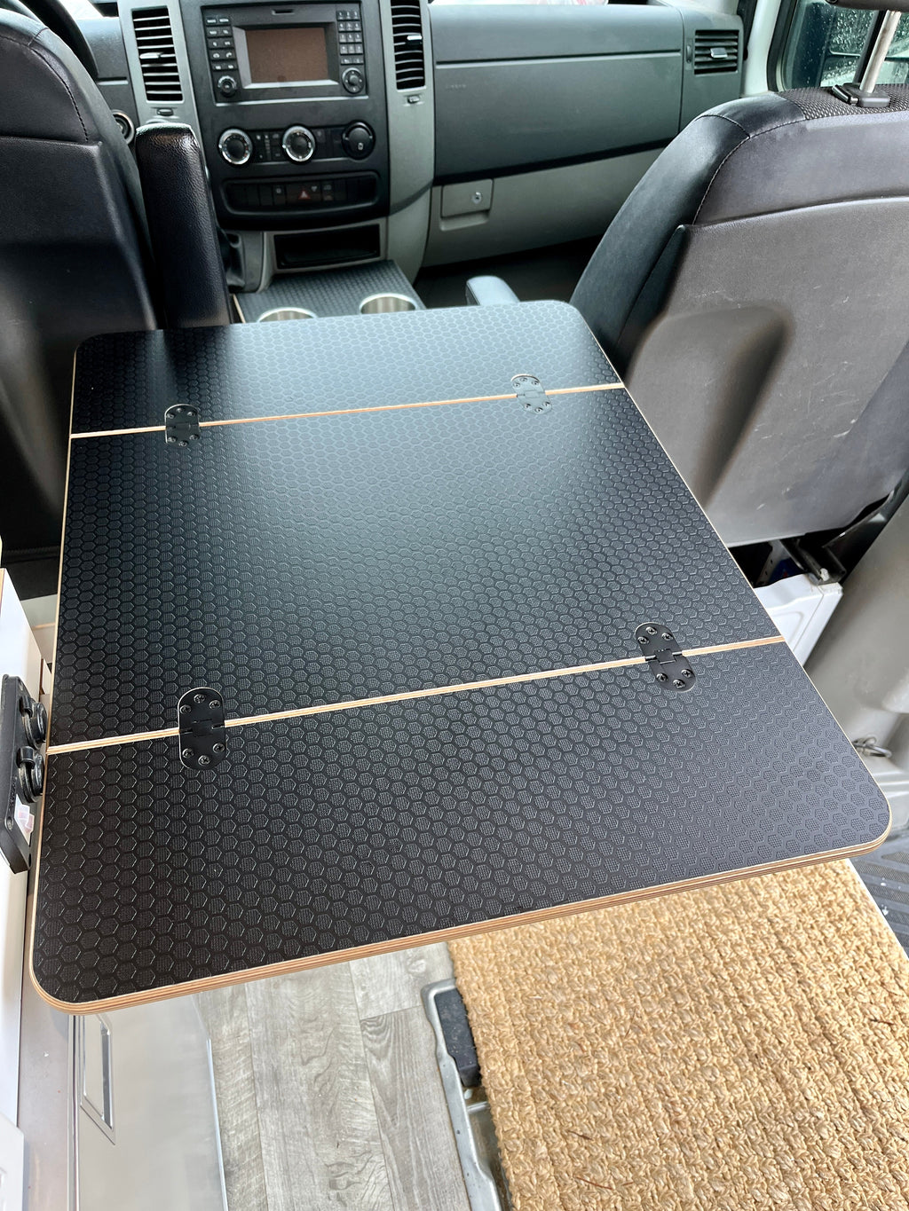Folding Black Hex Lagun Table 1/2" Thick For Camper Vans and RVs