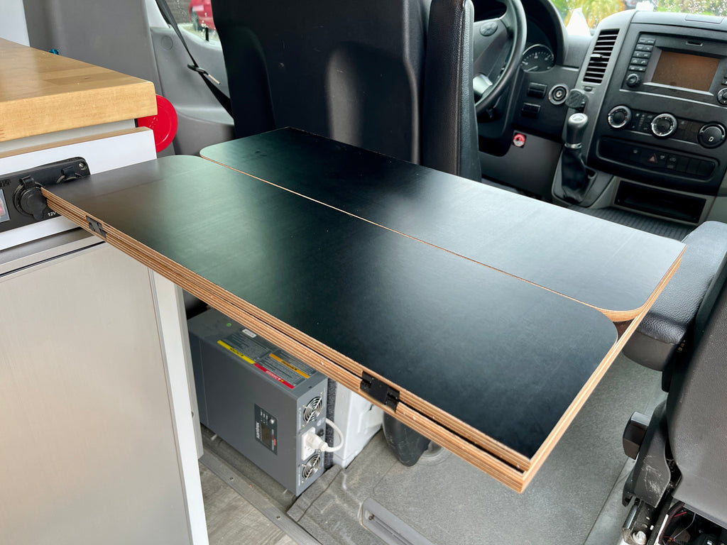 Folding Black Hex Lagun Table 1/2" Thick For Camper Vans and RVs