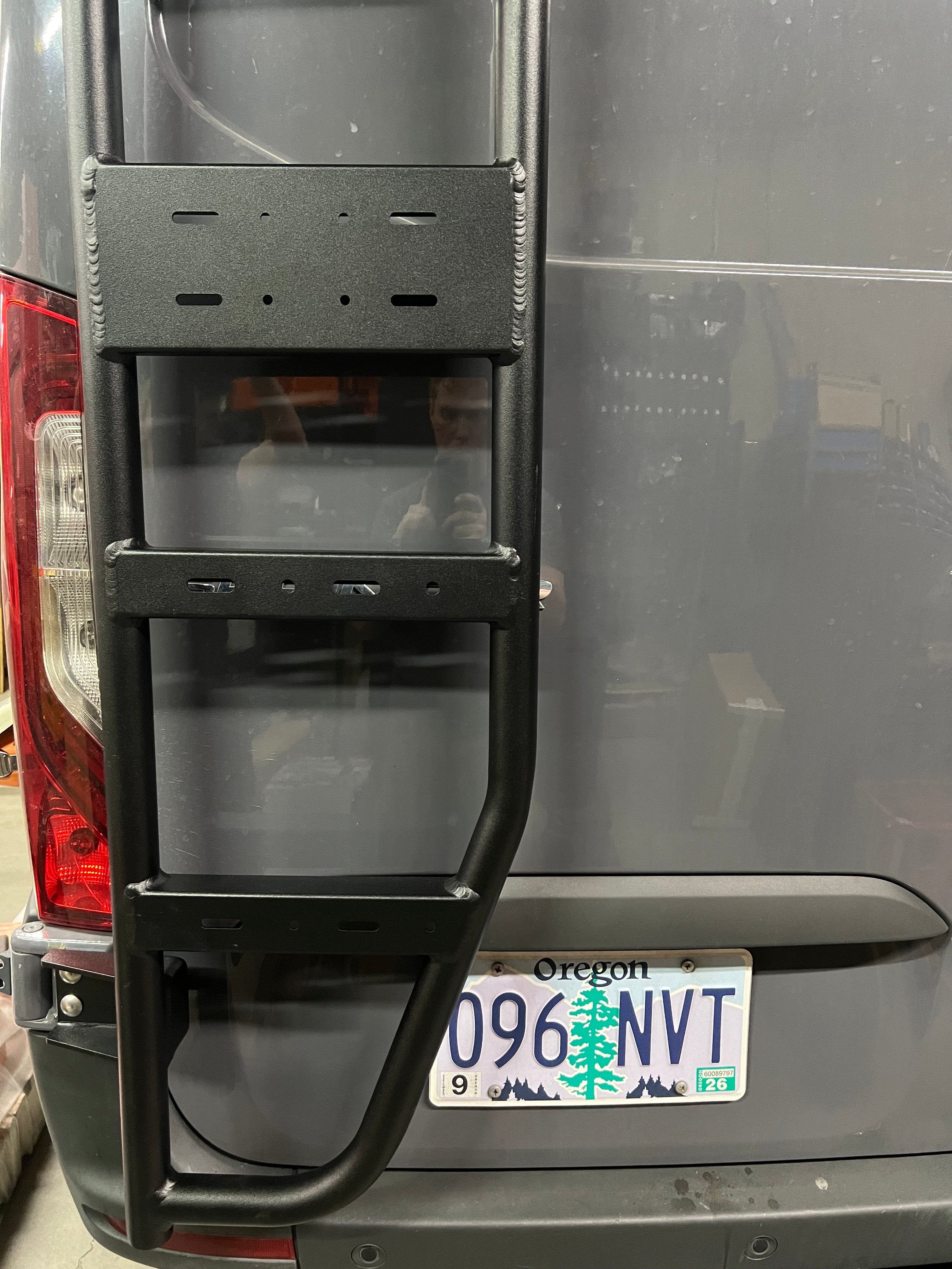 Further view of the Avatar Offroad Rear Door Ladder for Sprinter, part of the Avatar Offroad van storage and overland range