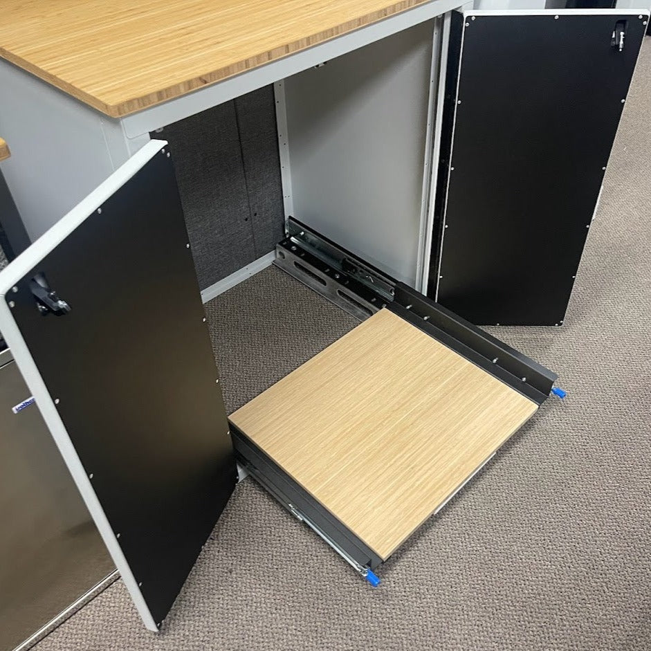 Another angle on the RB Components 20 Inch DIY Slide Tray Kit, a full extension slide tray with a timber deck for van cargo