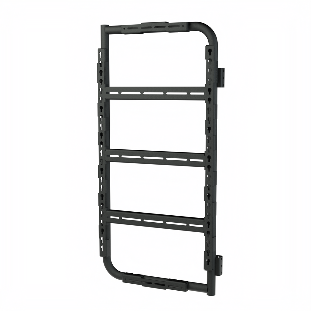 Gallery view of the Avatar Offroad Massif Van Rear Door Storage System, fitted to an overland van build