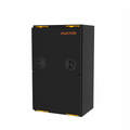 Avatar Offroad Mega large van storage box shown closed in slim matte black powder coated aluminium
