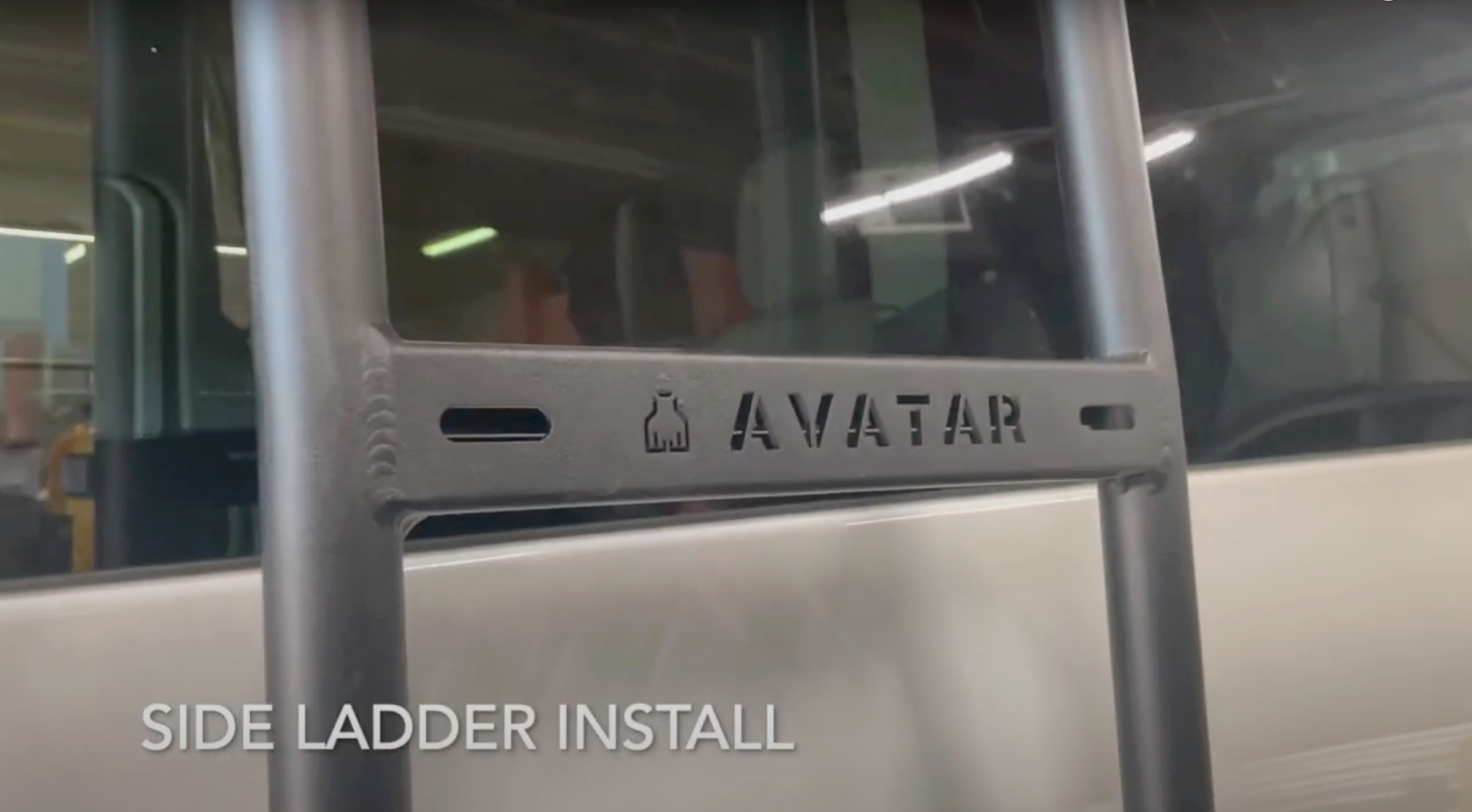 Avatar Offroad side ladder for the Nissan NV3500 van, a black powder coated step ladder for the side