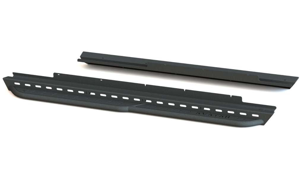 Avatar Offroad Rockbody side steps for the Nissan NV3500 running along the lower side of the van