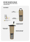 DAYLODGE Wet Dry 100 gear bag shown with its dimensions and capacity specifications laid out