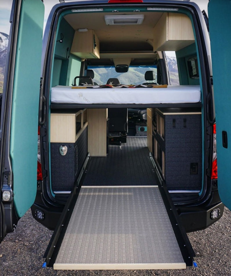 Further view of the RB Components 60 Inch DIY Slide Tray Kit, a full extension slide tray with a timber deck for van cargo