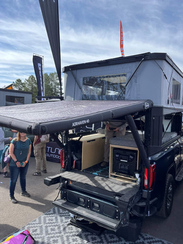 Gallery view of the DAYLODGE AirHaven 40 Vehicle Shelter System, part of a vehicle based camp and travel setup