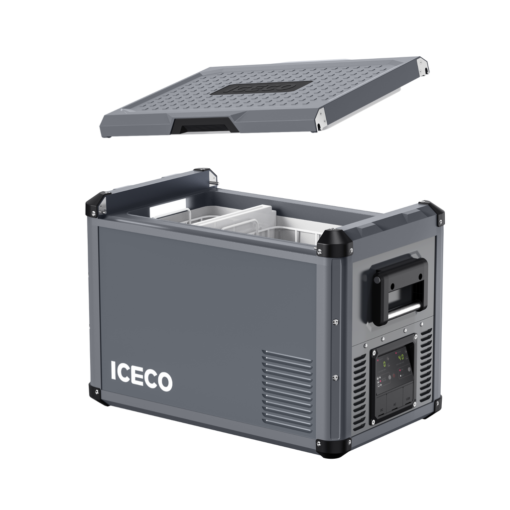 Additional view of the ICECO VL45ProD Dual Zone Portable Fridge Freezer, Gray, a 12 volt portable fridge for camp use