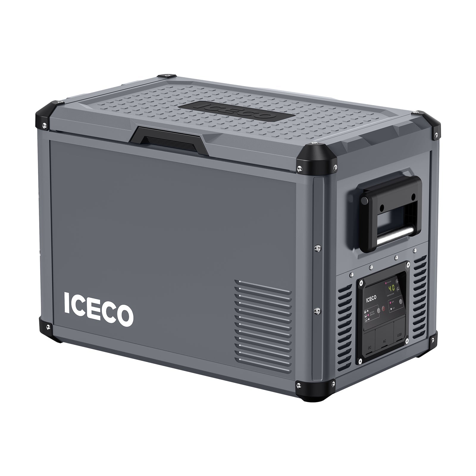 Installed view of the ICECO VL45ProS Single Zone Portable Fridge Freezer, a 12 volt compressor fridge for overland travel