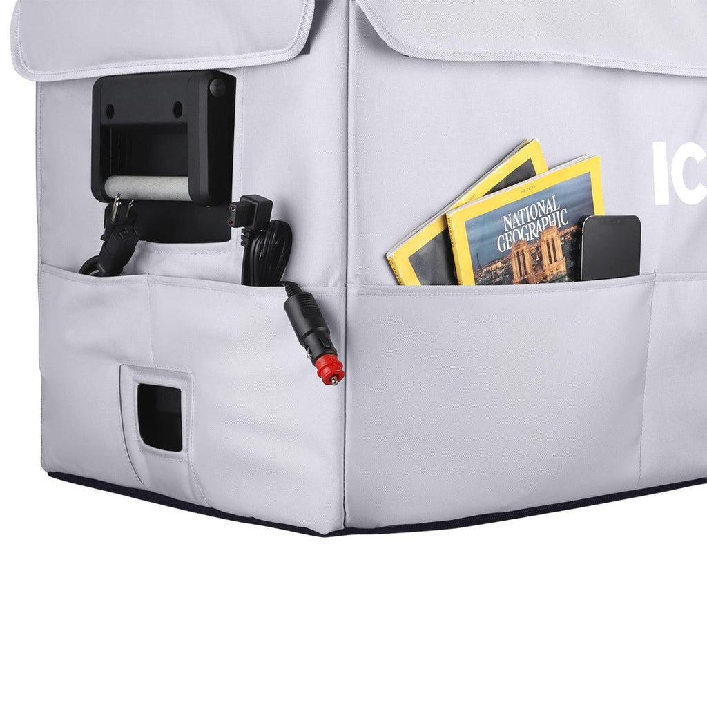 Further view of the ICECO Insulated Cover for VL75ProD Fridge, a quilted insulated cover for the portable fridge