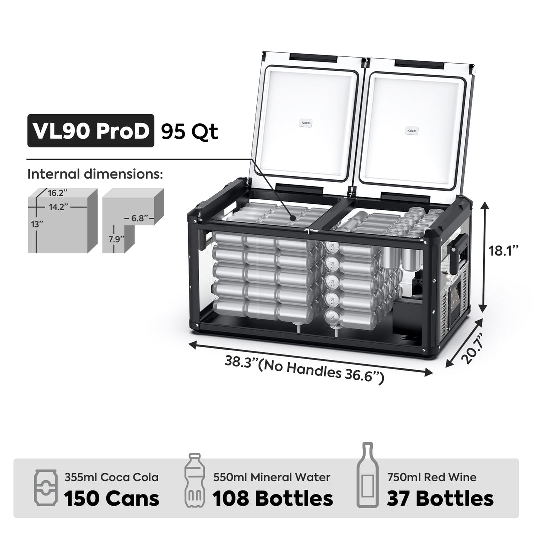 Another angle on the ICECO VL90ProD Dual Zone 12 Volt Fridge Freezer, a 12 volt compressor fridge for overland travel