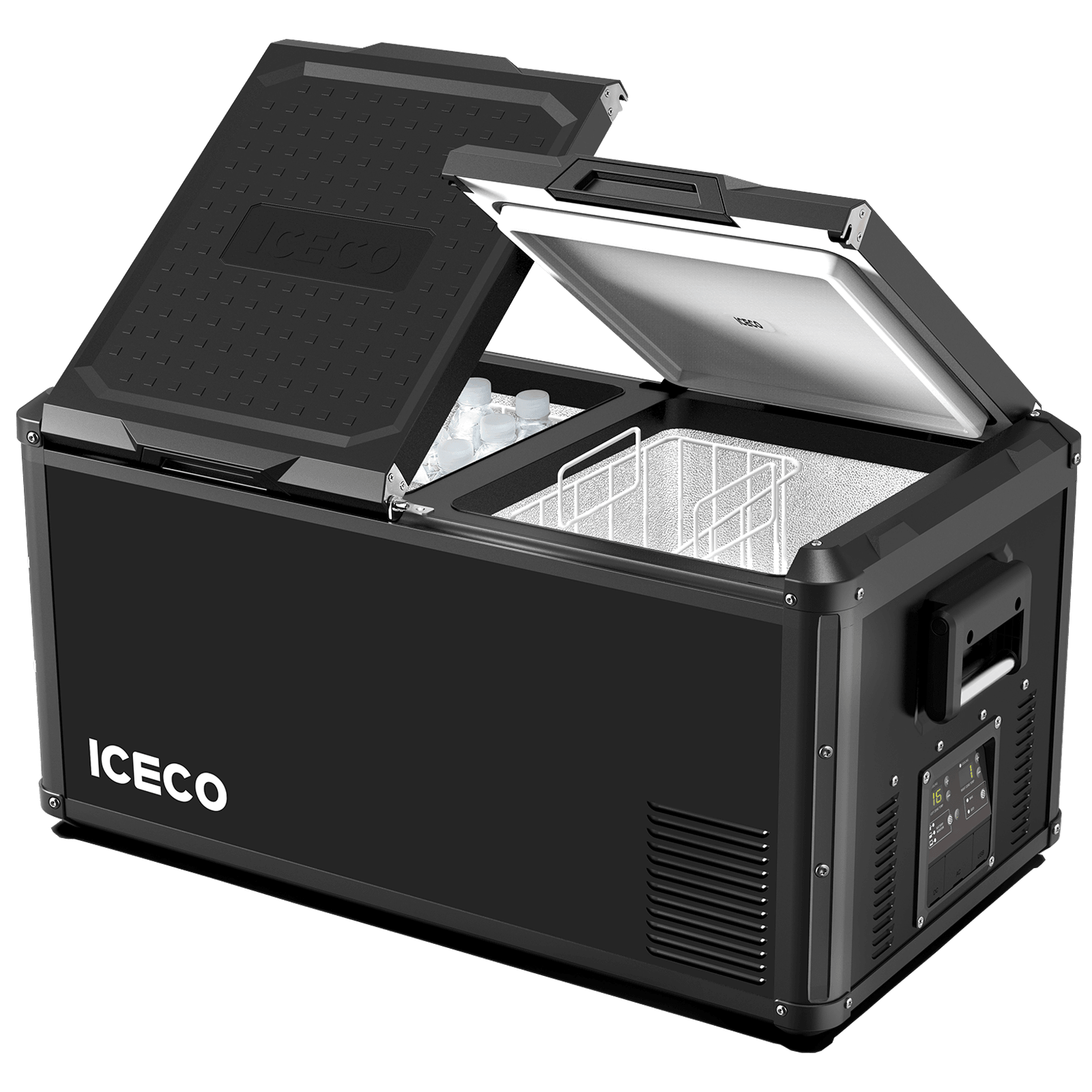 Alternate view of the ICECO VL90ProD Dual Zone 12 Volt Fridge Freezer, a 12 volt compressor fridge for overland travel