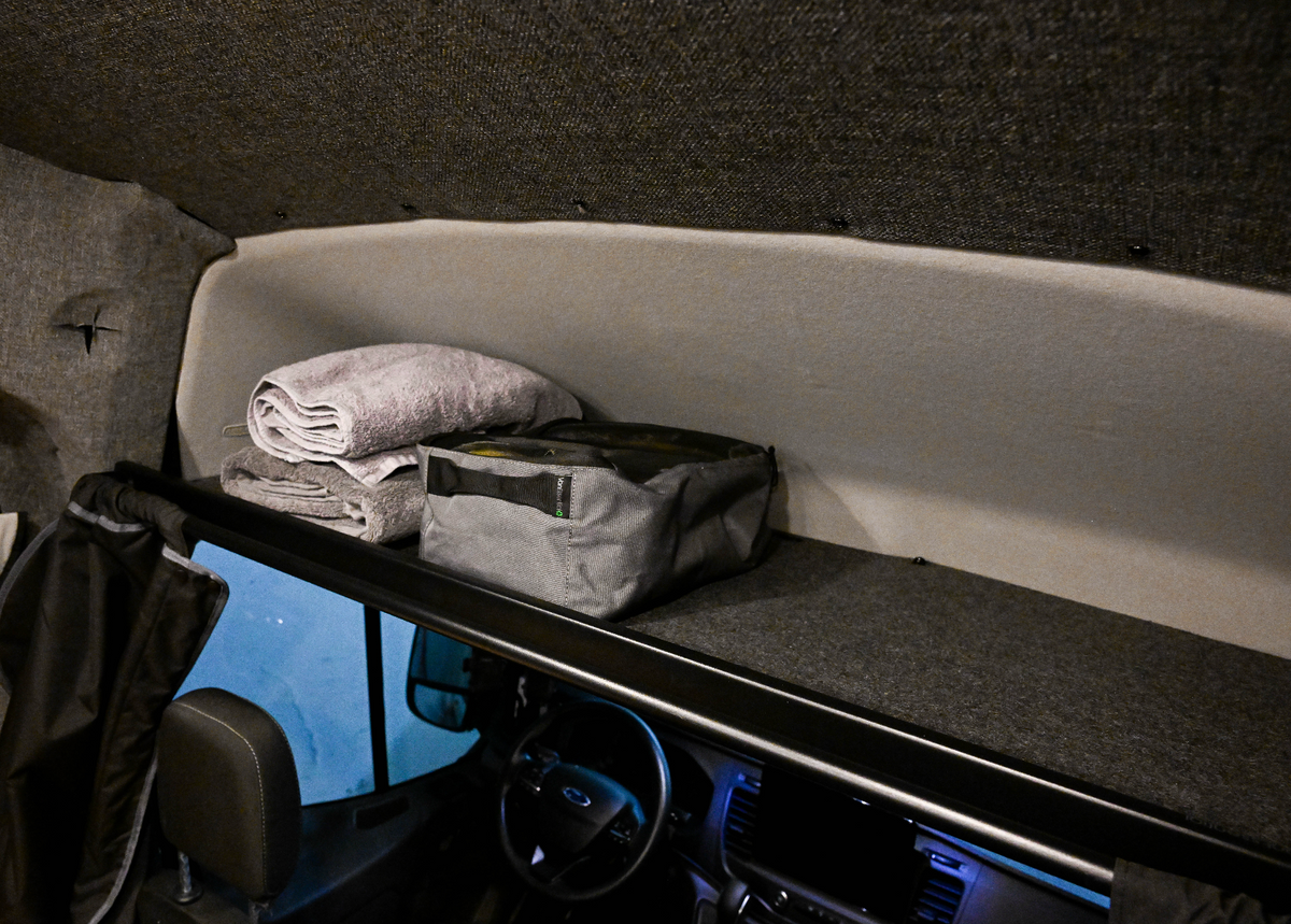 Ford Transit Headliner Shelf & Curtain Rod