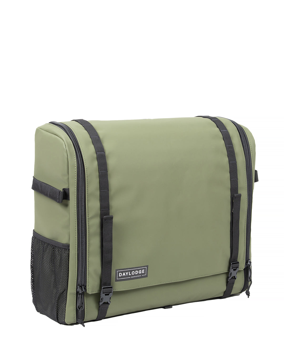 Studio view of the DAYLODGE Workspace Field Bag, part of a vehicle based camp and travel setup