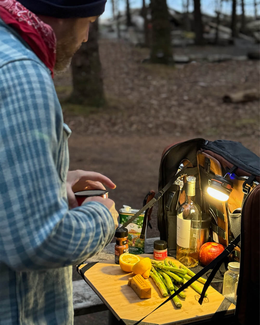Angled view of the DAYLODGE Workspace Camp Collection Kitchen Set, part of a vehicle based camp and travel setup