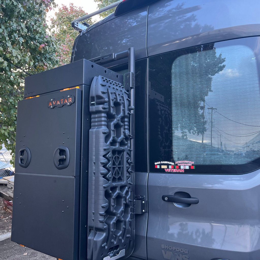 Angled view of the Avatar Offroad Mega Large Van Storage Box, part of the Avatar Offroad van storage and overland range