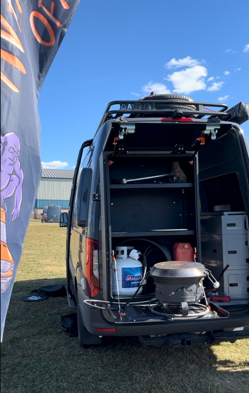 Additional view of the Avatar Offroad Giga Full Size Van Storage Box, fitted to an overland van build