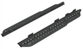 Avatar Offroad Rockbody side step plates mounted along the sill of a Mercedes Sprinter van in black