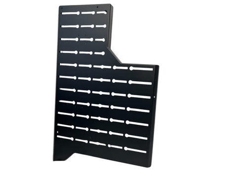 Avatar Offroad Outpost mounting carrier on a Mercedes Sprinter rear door, ready to hold storage boxes