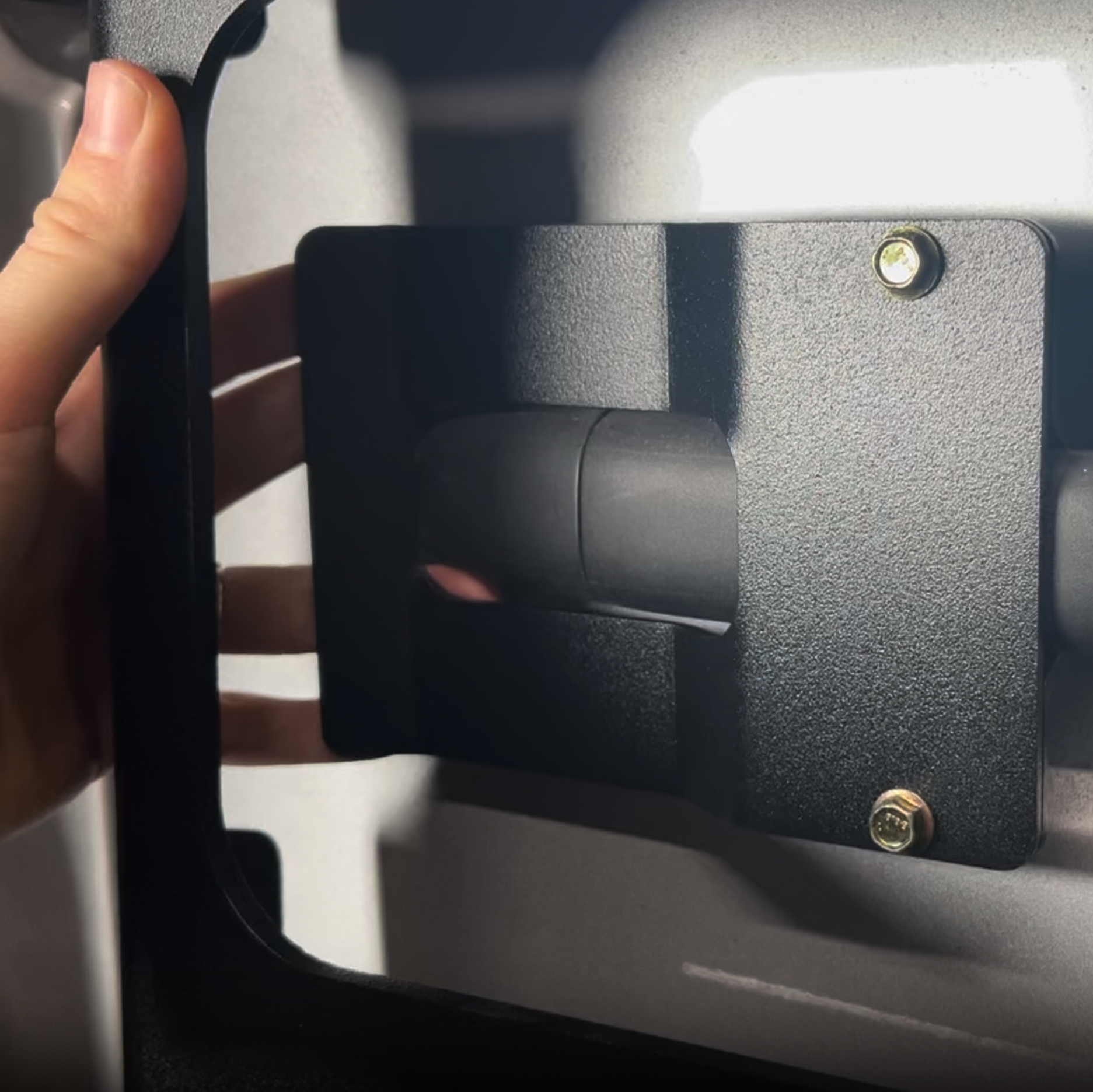 Alternate view of the Avatar Offroad Door Handle Extension for Sprinter, fitted to an overland van build