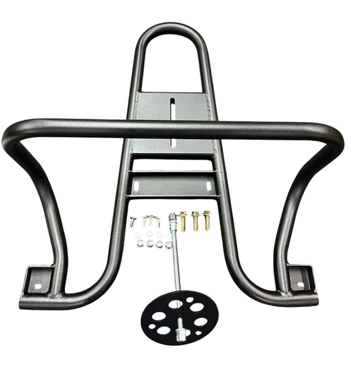 Avatar Offroad spare tire carrier for the Massif system holding a wheel on the rear doors of a van