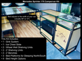 TNTvans Sprinter 170 campervan conversion kit laid out with bed platform and kitchen unit in a van