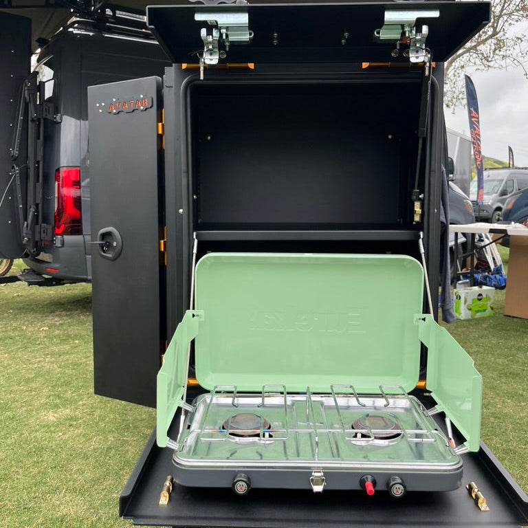 Another angle on the Avatar Offroad Niko Van Storage Box, part of the Avatar Offroad van storage and overland range