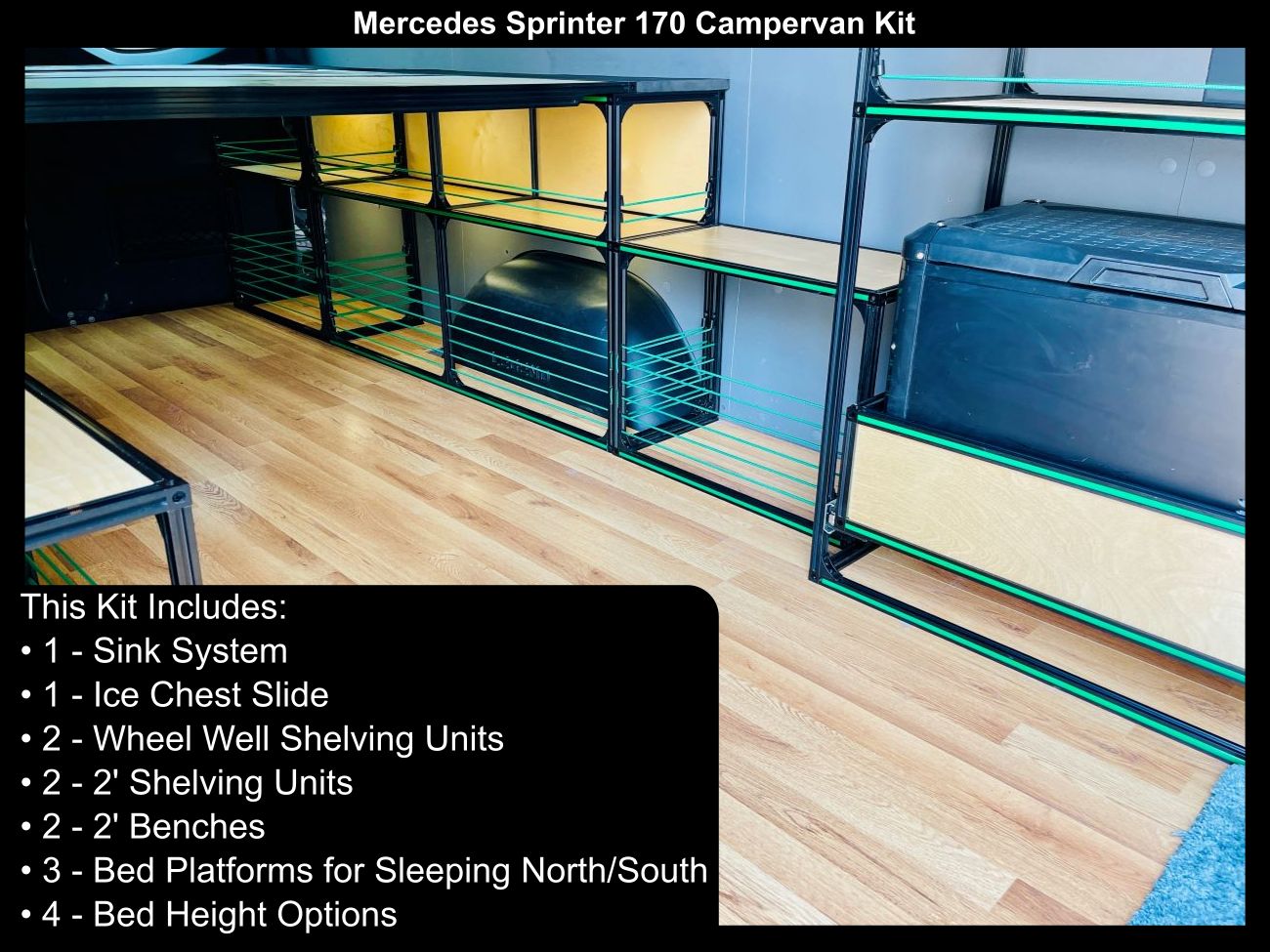 Alternate view of the TNTvans Sprinter 170 Campervan Conversion Kit, part of a DIY camper van conversion interior